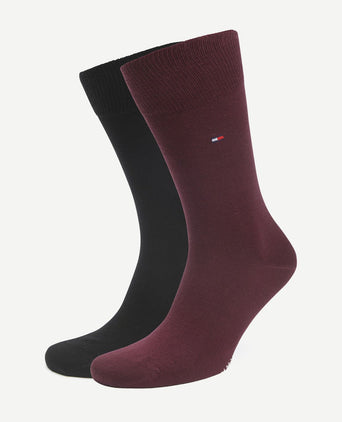Tommy Hilfiger classic (2-pack) sokken burgundy zwart