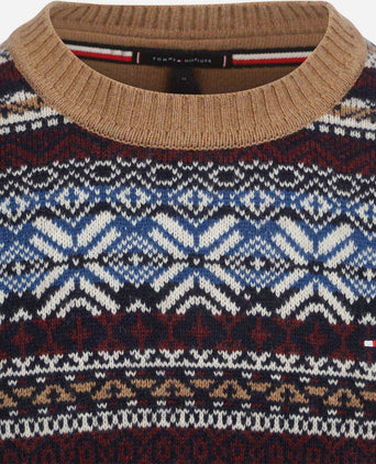 Tommy Hilfiger fairisle trui print camel | Regular-fit
