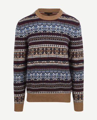 Tommy Hilfiger fairisle trui print camel | Regular-fit