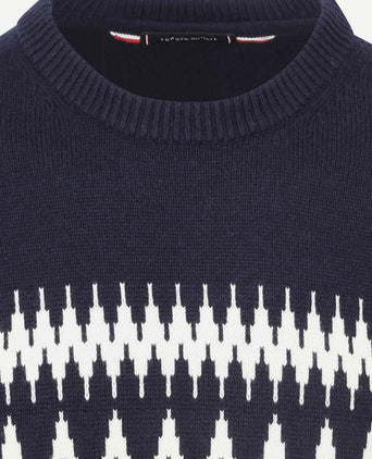 Fairisle trui print donkerblauw