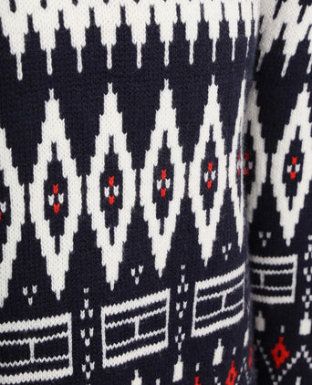 Fairisle trui print donkerblauw