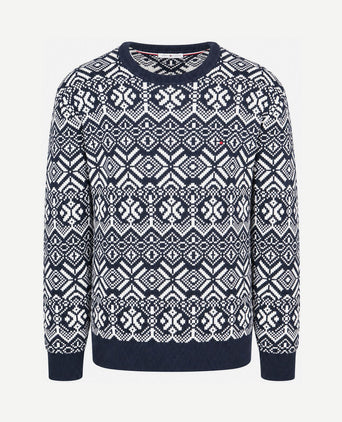 Fairisle trui print donkerblauw