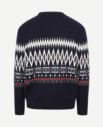 Fairisle trui print donkerblauw