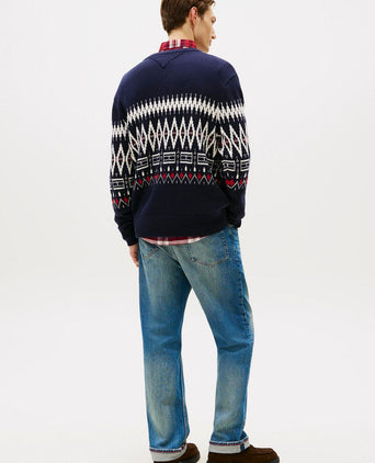 Fairisle trui print donkerblauw