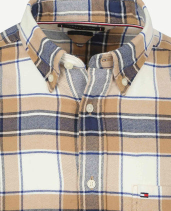 Flanel overhemd ruit beige