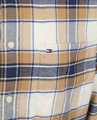 Tommy Hilfiger flanel overhemd ruit beige | Regular-fit