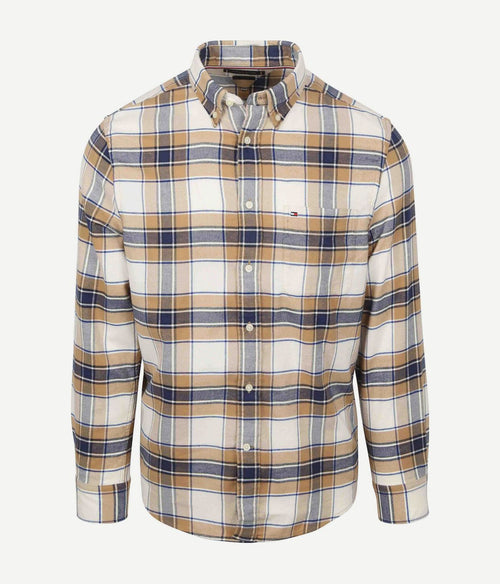 Flanel overhemd ruit beige