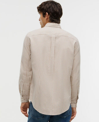 Flanel overhemd ruit beige