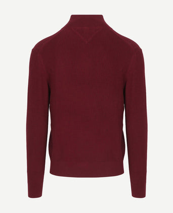 Tommy Hilfiger halve rits kabel pullover bordeaux | Regular-fit