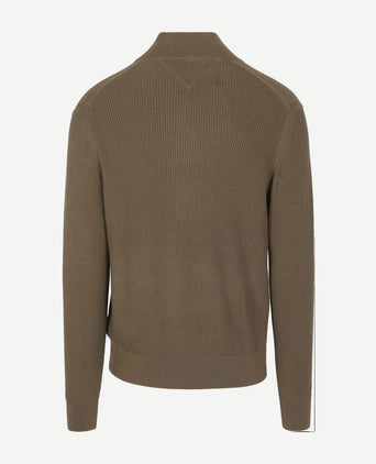 Tommy Hilfiger halve rits kabel pullover olijfgroen | Regular-fit