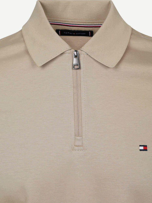 Half-zip polo interlock beige