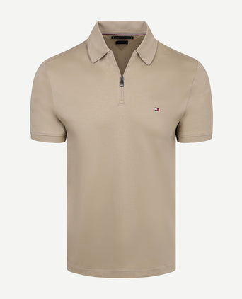 Half-zip polo interlock beige