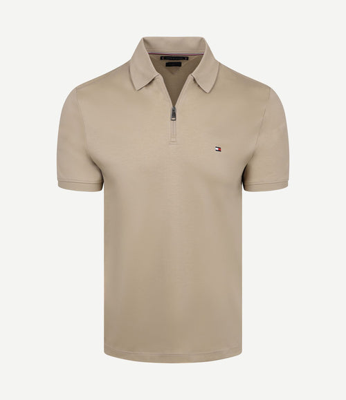 Half-zip polo interlock beige