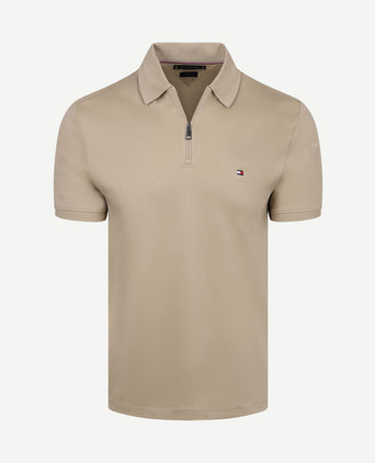 Half-zip polo interlock beige