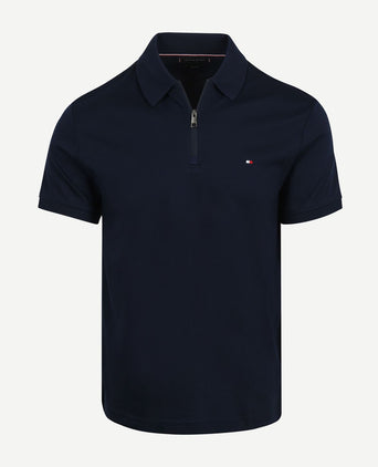 Half-zip polo interlock donkerblauw
