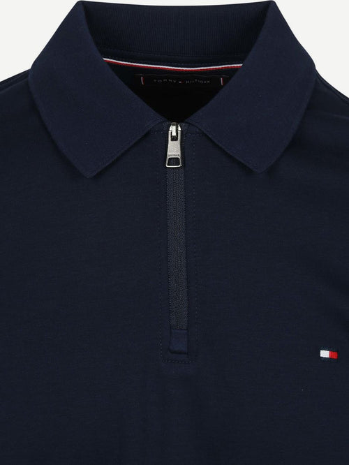 Half-zip polo interlock donkerblauw