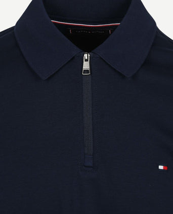 Half-zip polo interlock donkerblauw