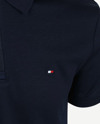 Half-zip polo interlock donkerblauw