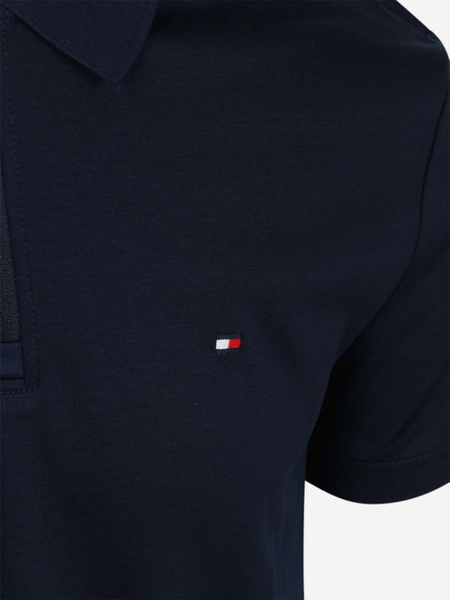 Half-zip polo interlock donkerblauw