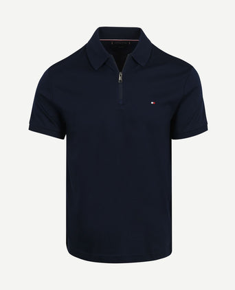Half-zip polo interlock donkerblauw
