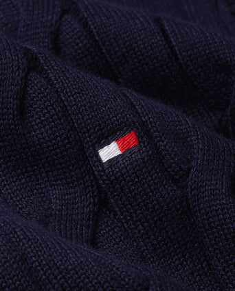 Tommy Hilfiger halve rits pullover cable donkerblauw | Regular-fit