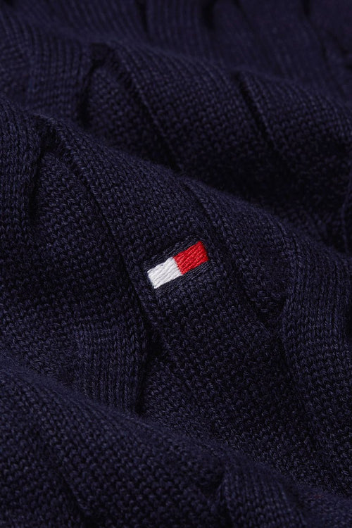 Tommy Hilfiger halve rits pullover cable donkerblauw | Regular-fit