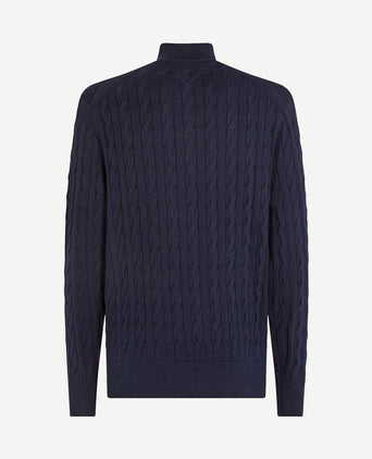 halve rits pullover cable donkerblauw
