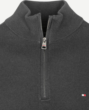 Tommy Hilfiger halve rits trui antraciet | Regular-fit