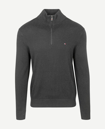 Tommy Hilfiger halve rits trui antraciet | Regular-fit