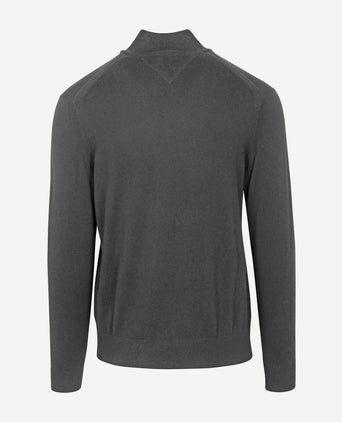 Tommy Hilfiger halve rits trui antraciet | Regular-fit