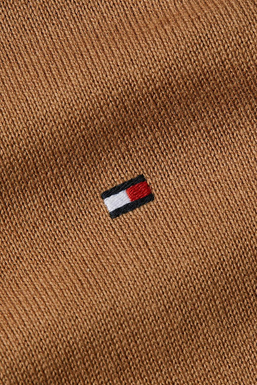 Tommy Hilfiger halve rits trui camel | Regular-fit