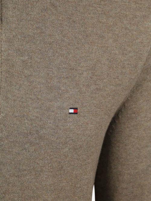 Tommy Hilfiger halve rits trui camel | Regular-fit