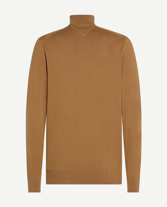 Tommy Hilfiger halve rits trui camel | Regular-fit