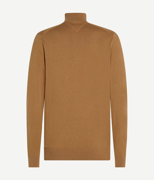 Tommy Hilfiger halve rits trui camel | Regular-fit