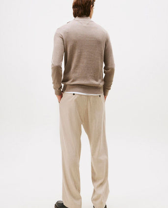 Tommy Hilfiger halve rits trui camel | Regular-fit