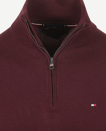 Tommy Hilfiger halve rits trui essential bordeaux | Regular-fit