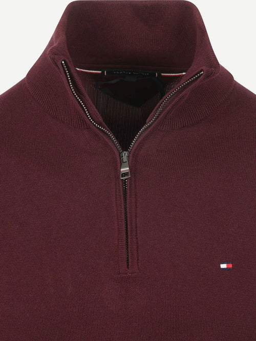 Tommy Hilfiger halve rits trui essential bordeaux | Regular-fit