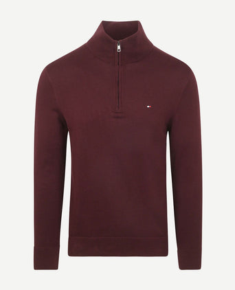 Tommy Hilfiger halve rits trui essential bordeaux | Regular-fit
