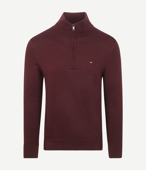 Tommy Hilfiger halve rits trui essential bordeaux | Regular-fit