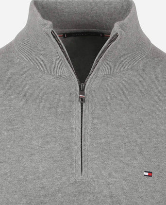 Tommy Hilfiger halve rits trui essential grijs | Regular-fit