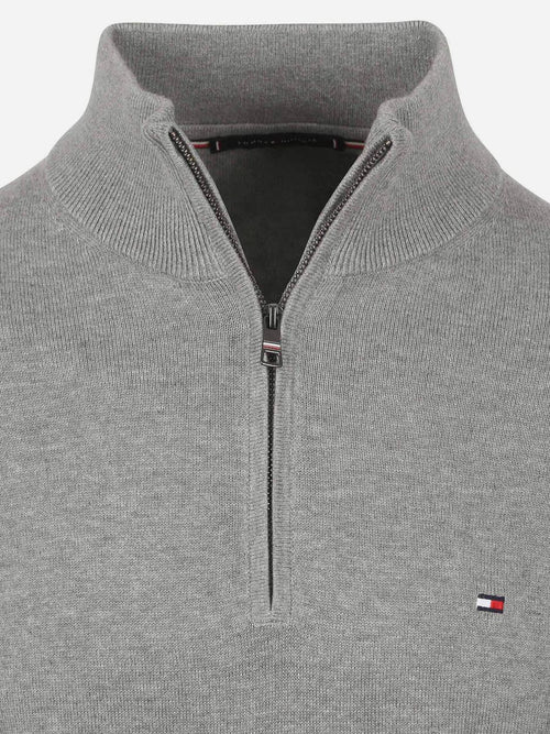 Tommy Hilfiger halve rits trui essential grijs | Regular-fit