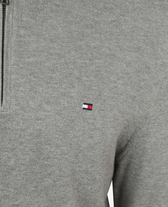 Tommy Hilfiger halve rits trui essential grijs | Regular-fit
