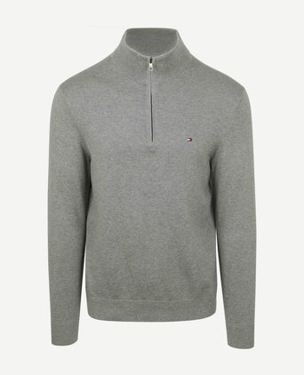 Tommy Hilfiger halve rits trui essential grijs | Regular-fit