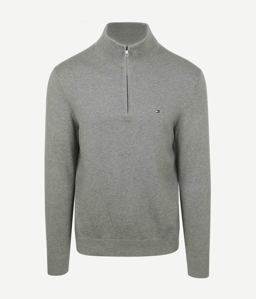 Tommy Hilfiger halve rits trui essential grijs | Regular-fit