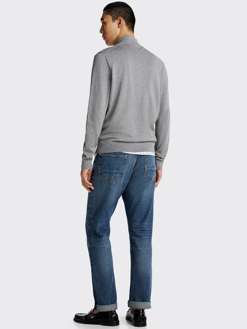 Tommy Hilfiger halve rits trui essential grijs | Regular-fit