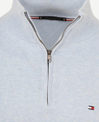Tommy Hilfiger halve rits trui essential lichtblauw | Regular-fit