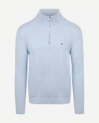 Tommy Hilfiger halve rits trui essential lichtblauw | Regular-fit