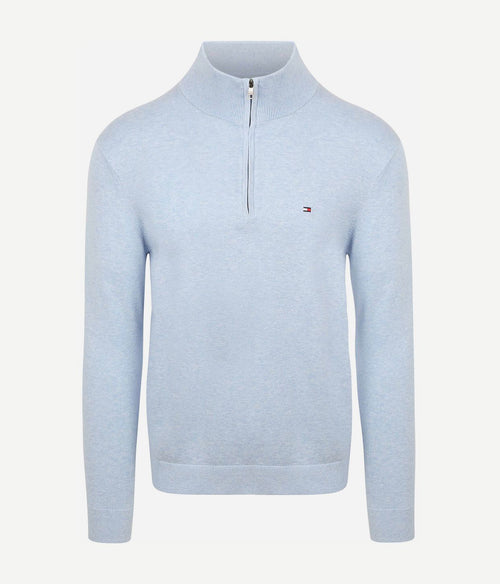 Tommy Hilfiger halve rits trui essential lichtblauw | Regular-fit