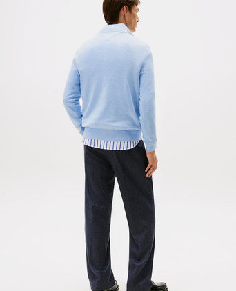 Tommy Hilfiger halve rits trui essential lichtblauw | Regular-fit