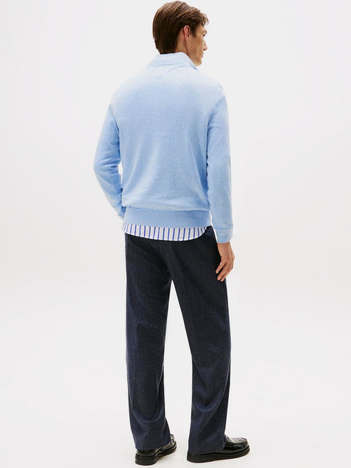 Tommy Hilfiger halve rits trui essential lichtblauw | Regular-fit
